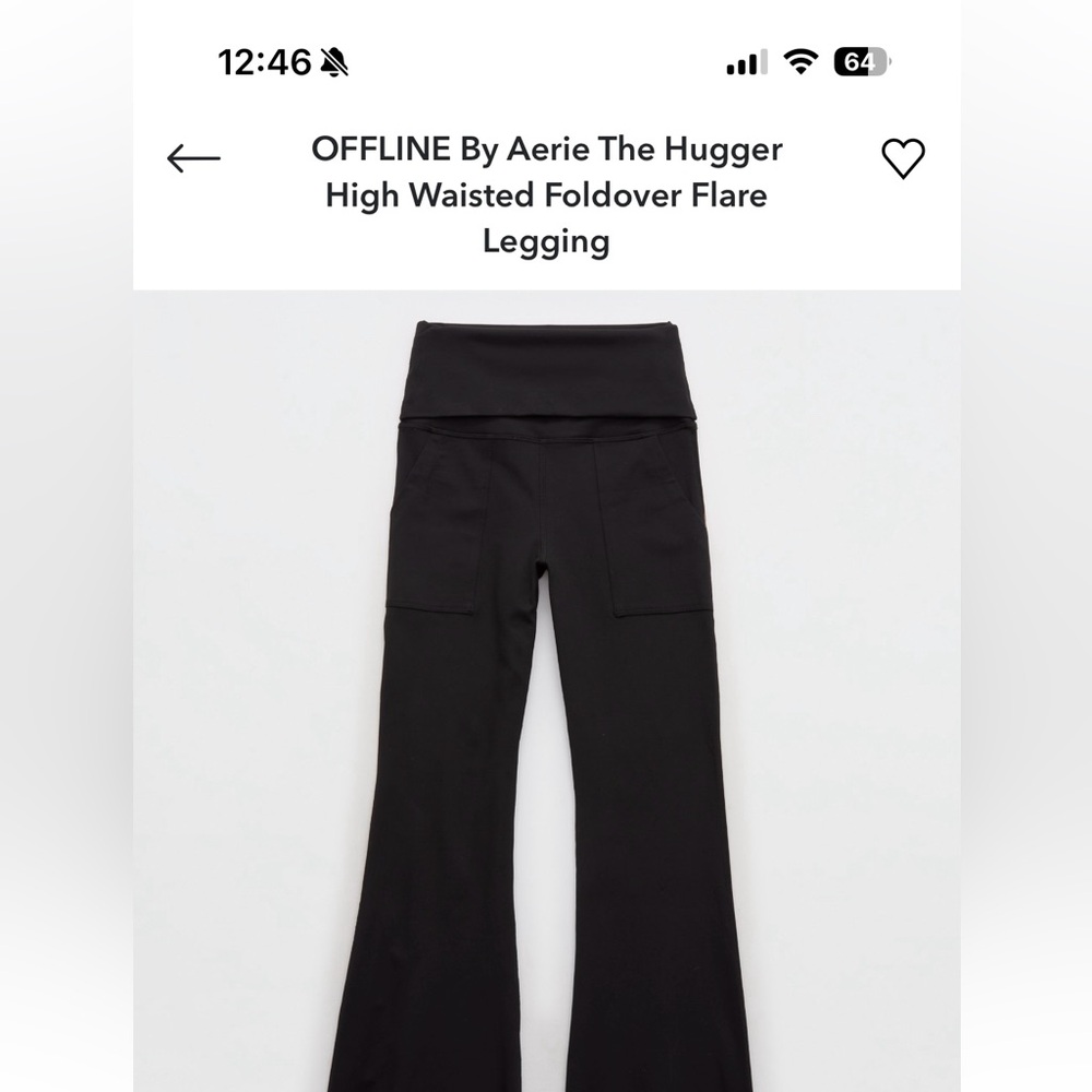 Black fold over aerie flares leggings